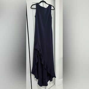 Sleeveless Navy Blue Long Evening Dress